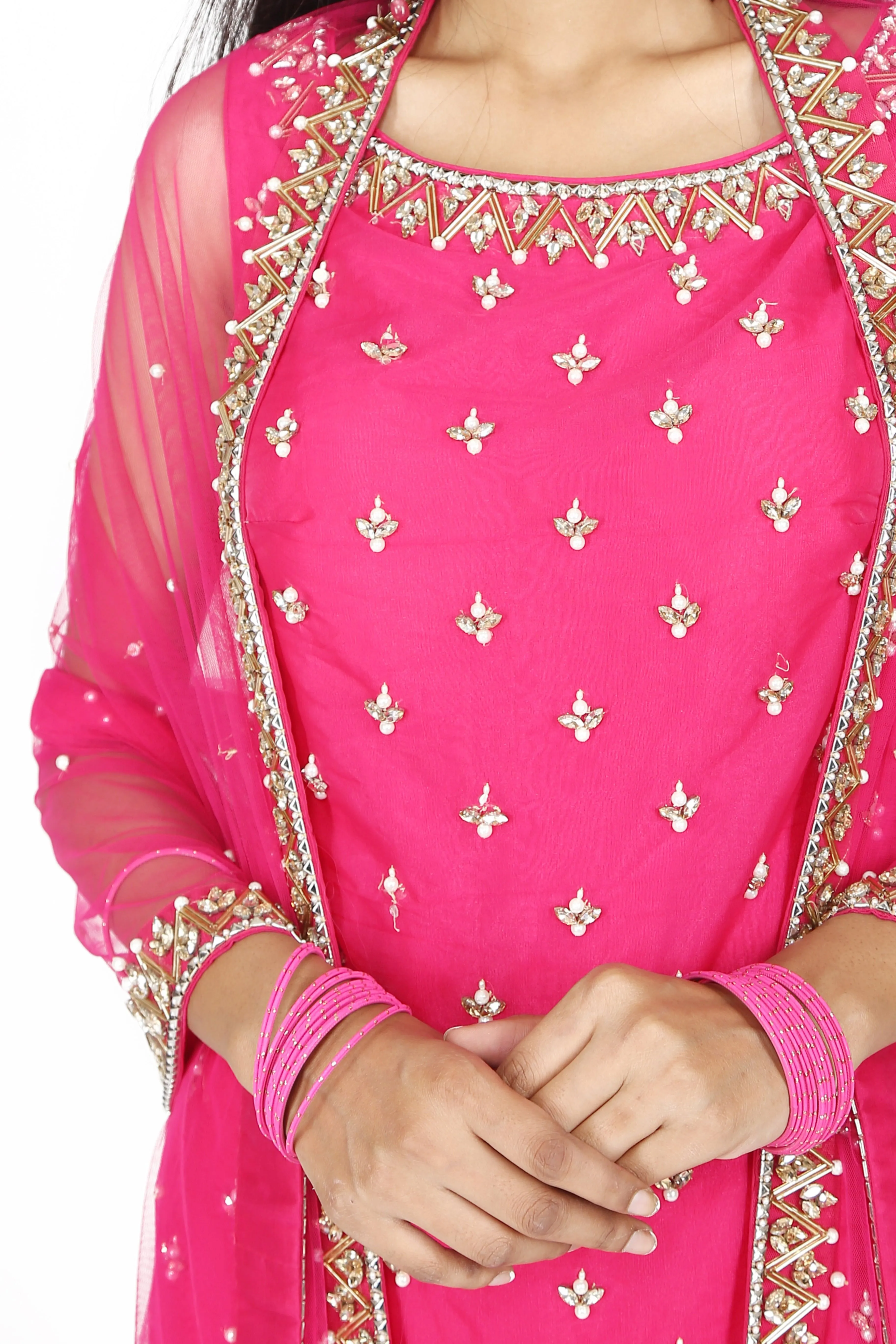 Rani pink flare sharara set.