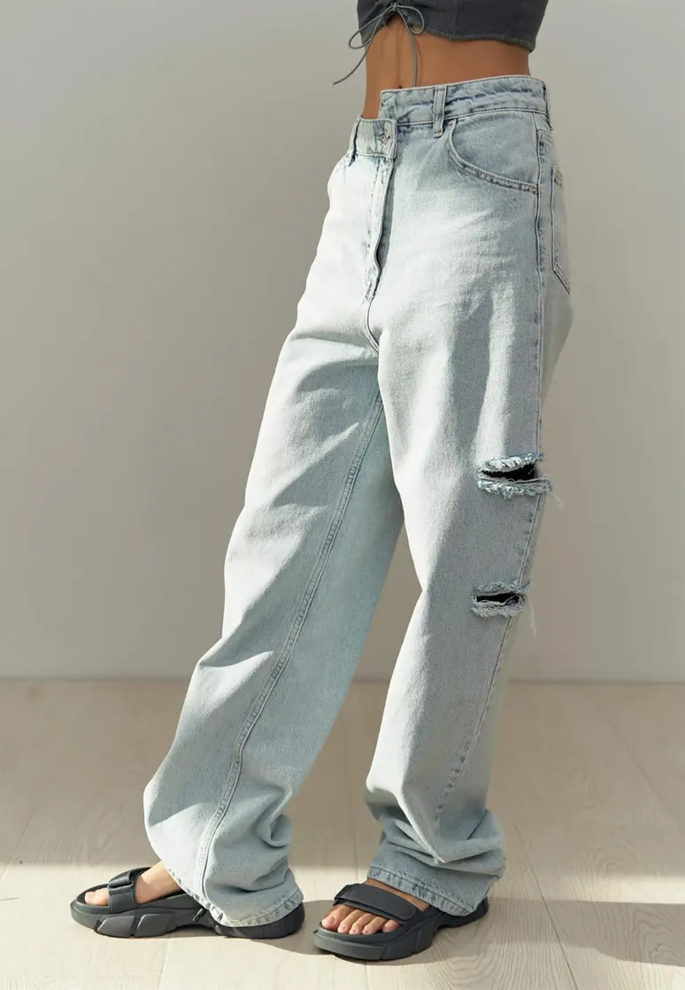 SALE - RIVER Asymmetric Jeans in Vintage Blue