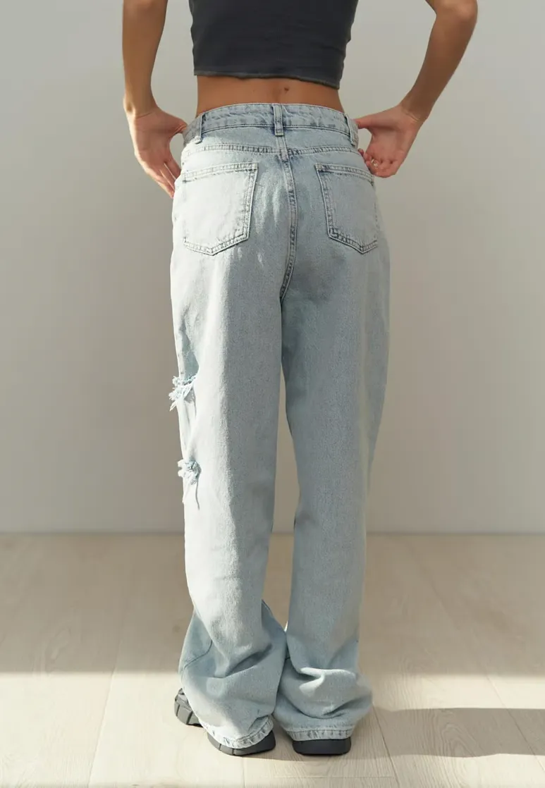 SALE - RIVER Asymmetric Jeans in Vintage Blue