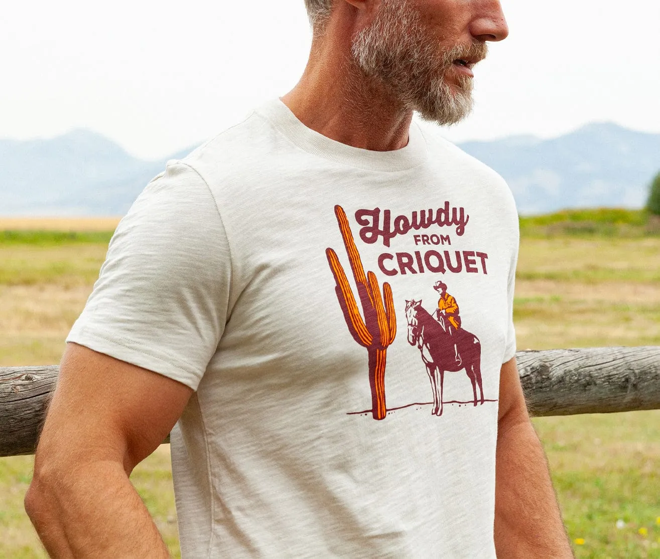 Slub Graphic T-Shirt - Howdy - Cream