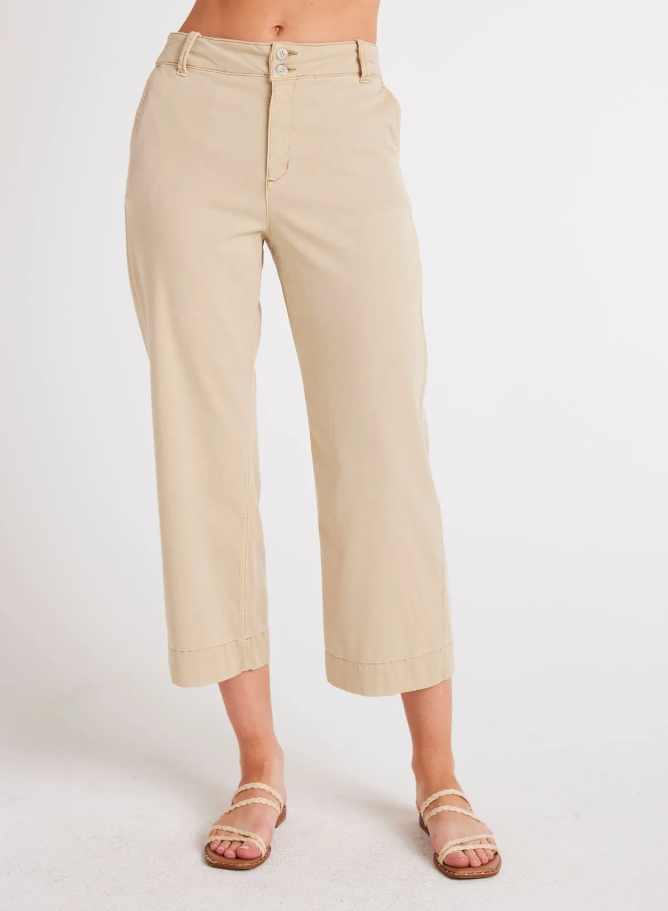 Sofia Wide Leg Crop - Seaside Khaki