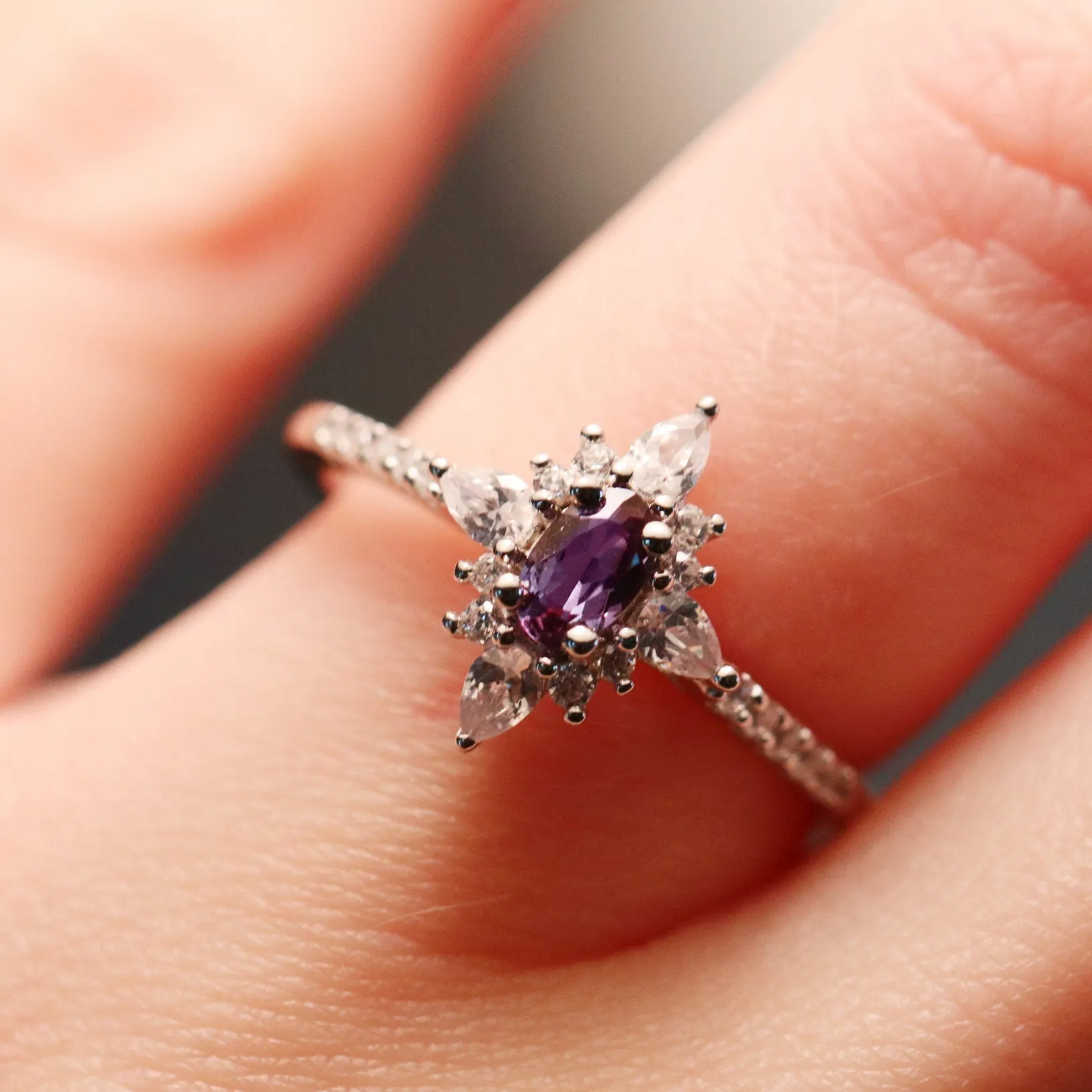 Starburst Alexandrite Ring- Sterling Silver