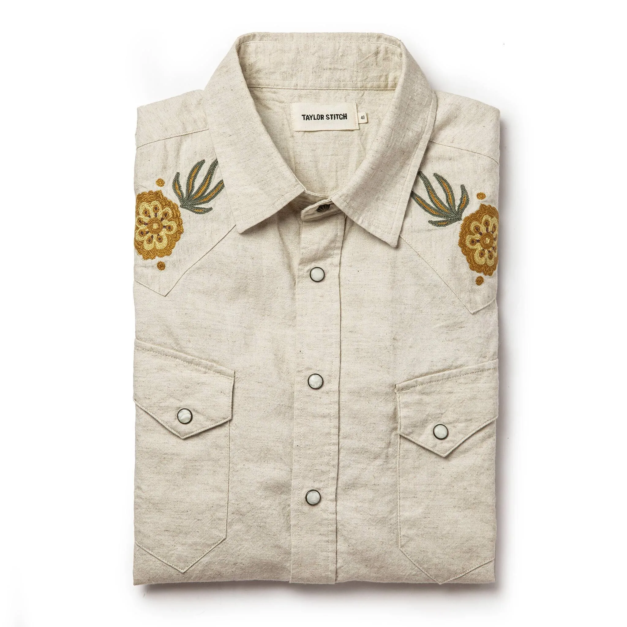 The Embroidered Short Sleeve Western in Natural