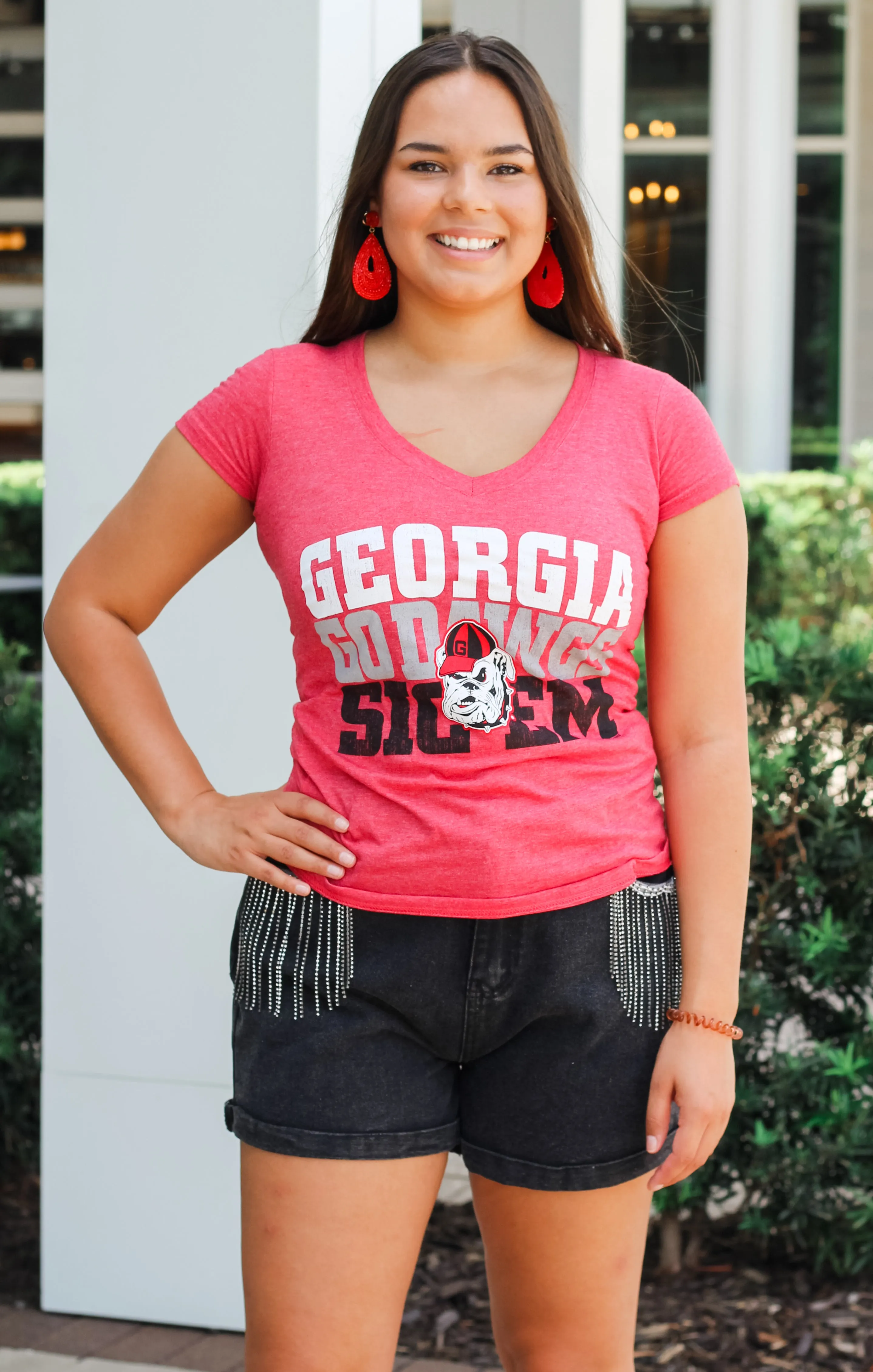 The Georgia Vintage Red Classic V-Neck