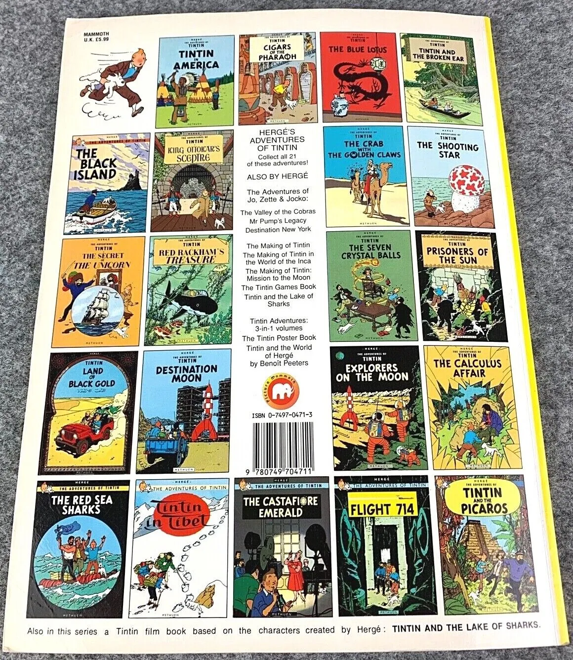 Tintin and the Picaros - Tintin Mammoth UK Paperback Edition Book 1990s