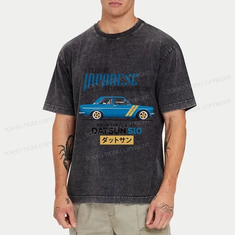 Tokyo-Tiger Datsun 510 - Classic Japanese Car Washed T-Shirt