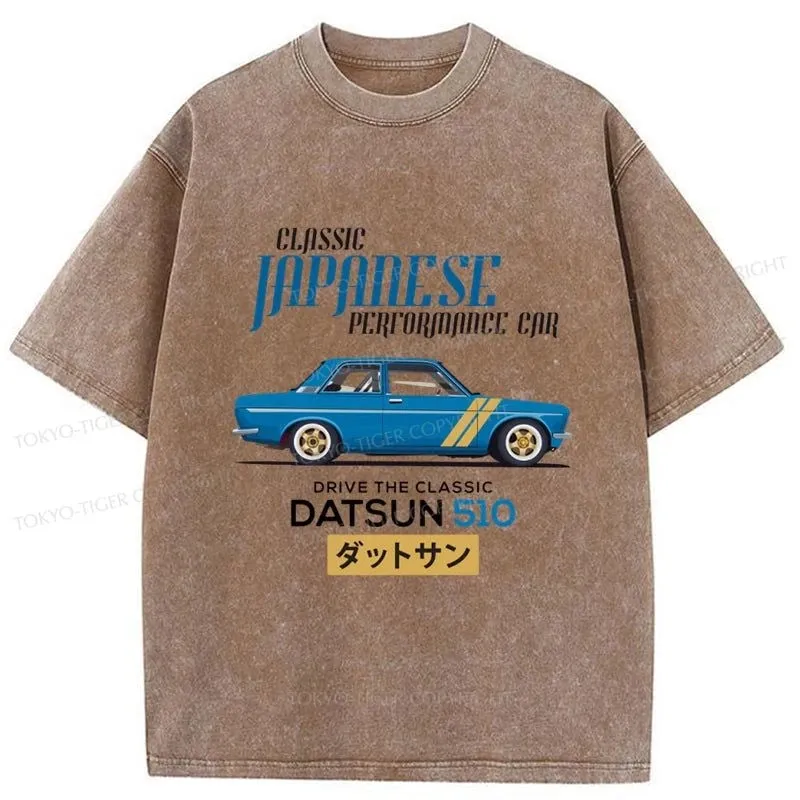 Tokyo-Tiger Datsun 510 - Classic Japanese Car Washed T-Shirt