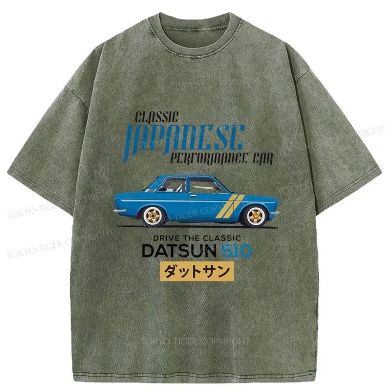 Tokyo-Tiger Datsun 510 - Classic Japanese Car Washed T-Shirt