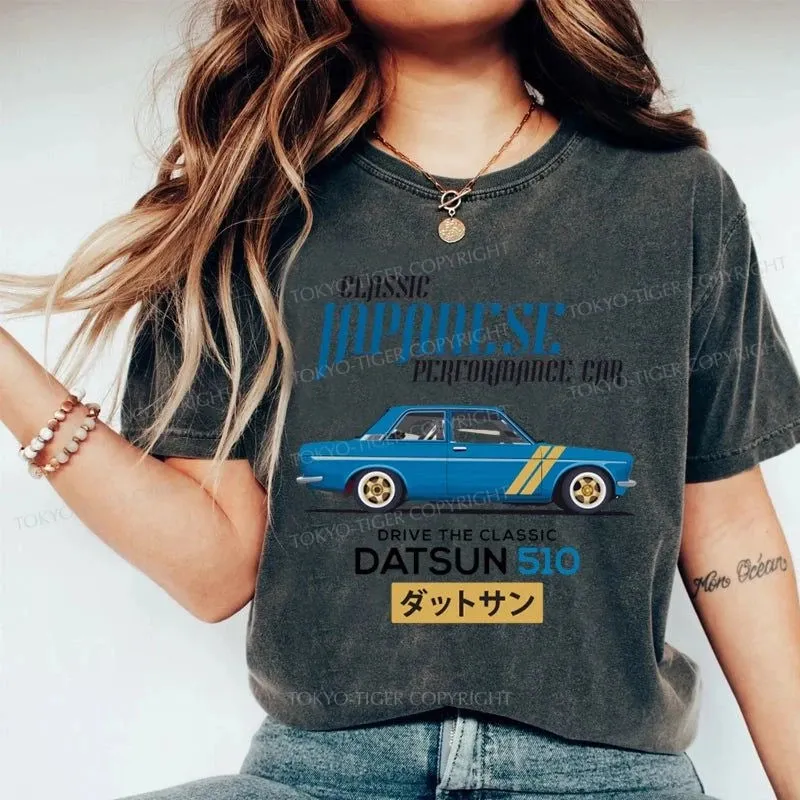 Tokyo-Tiger Datsun 510 - Classic Japanese Car Washed T-Shirt