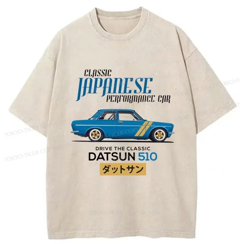 Tokyo-Tiger Datsun 510 - Classic Japanese Car Washed T-Shirt