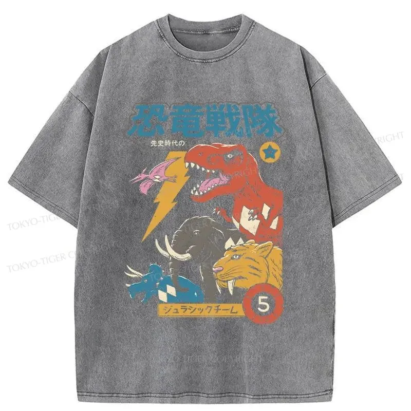 Tokyo-Tiger Dinosaur Team Washed T-Shirt