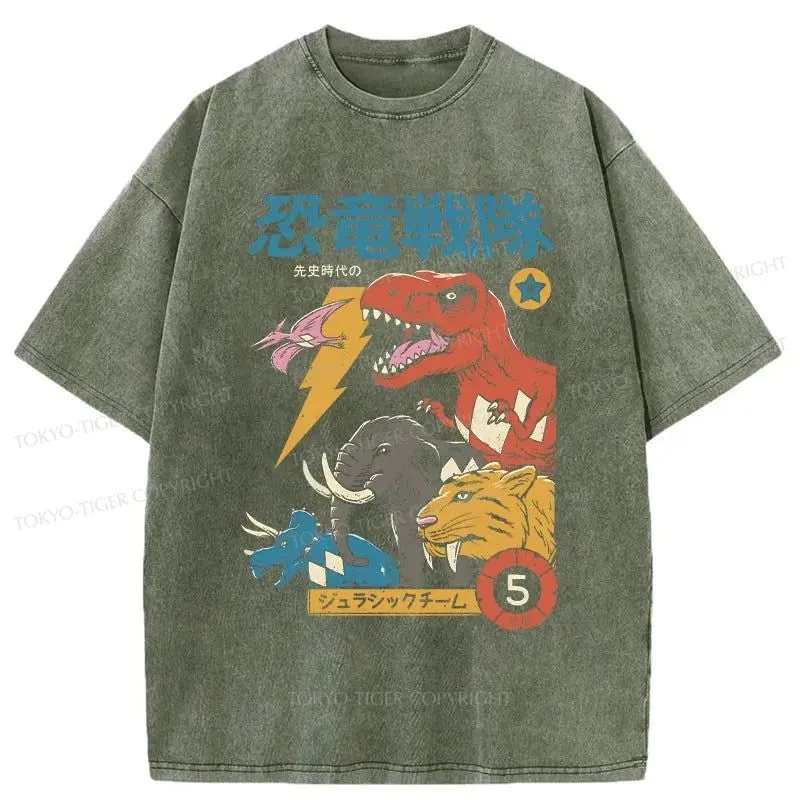 Tokyo-Tiger Dinosaur Team Washed T-Shirt