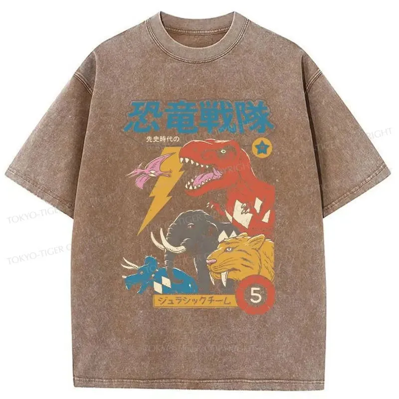 Tokyo-Tiger Dinosaur Team Washed T-Shirt