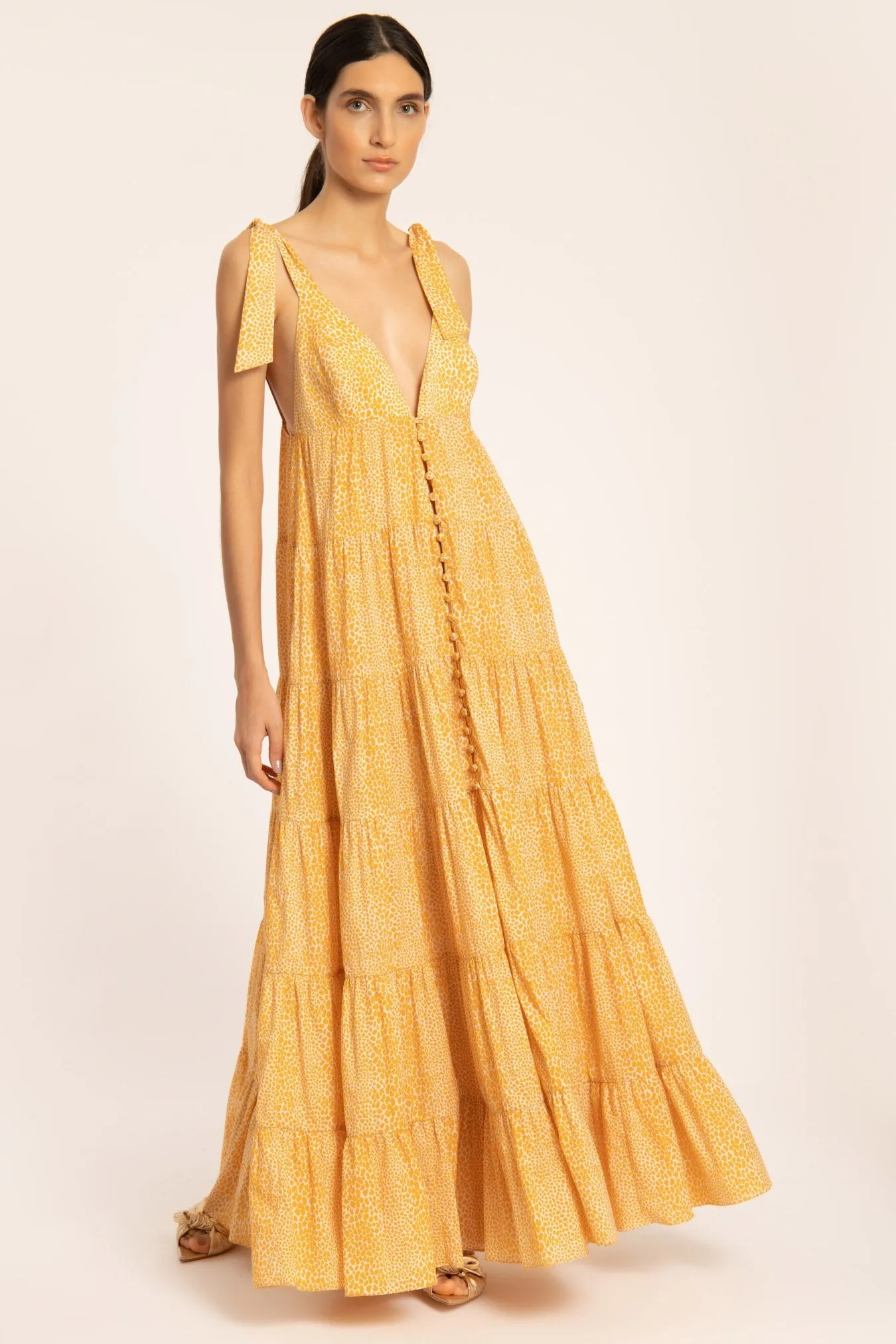 Tortoise Long Dress With Straps