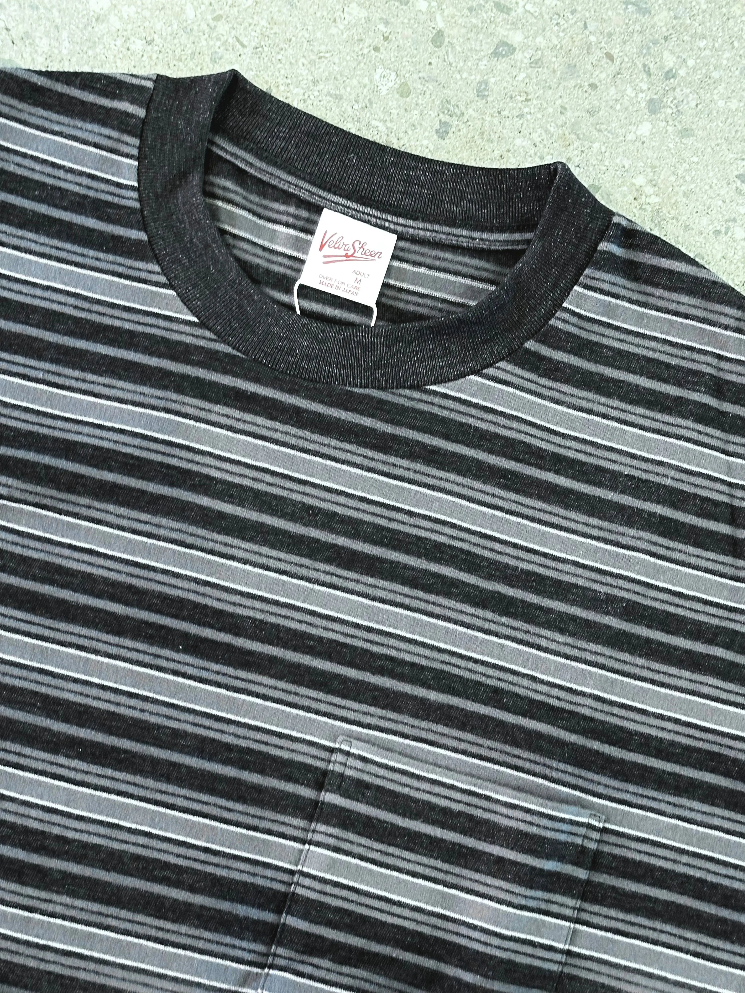 Velva Sheen Smolder Black and Grey Stripe T Shirt