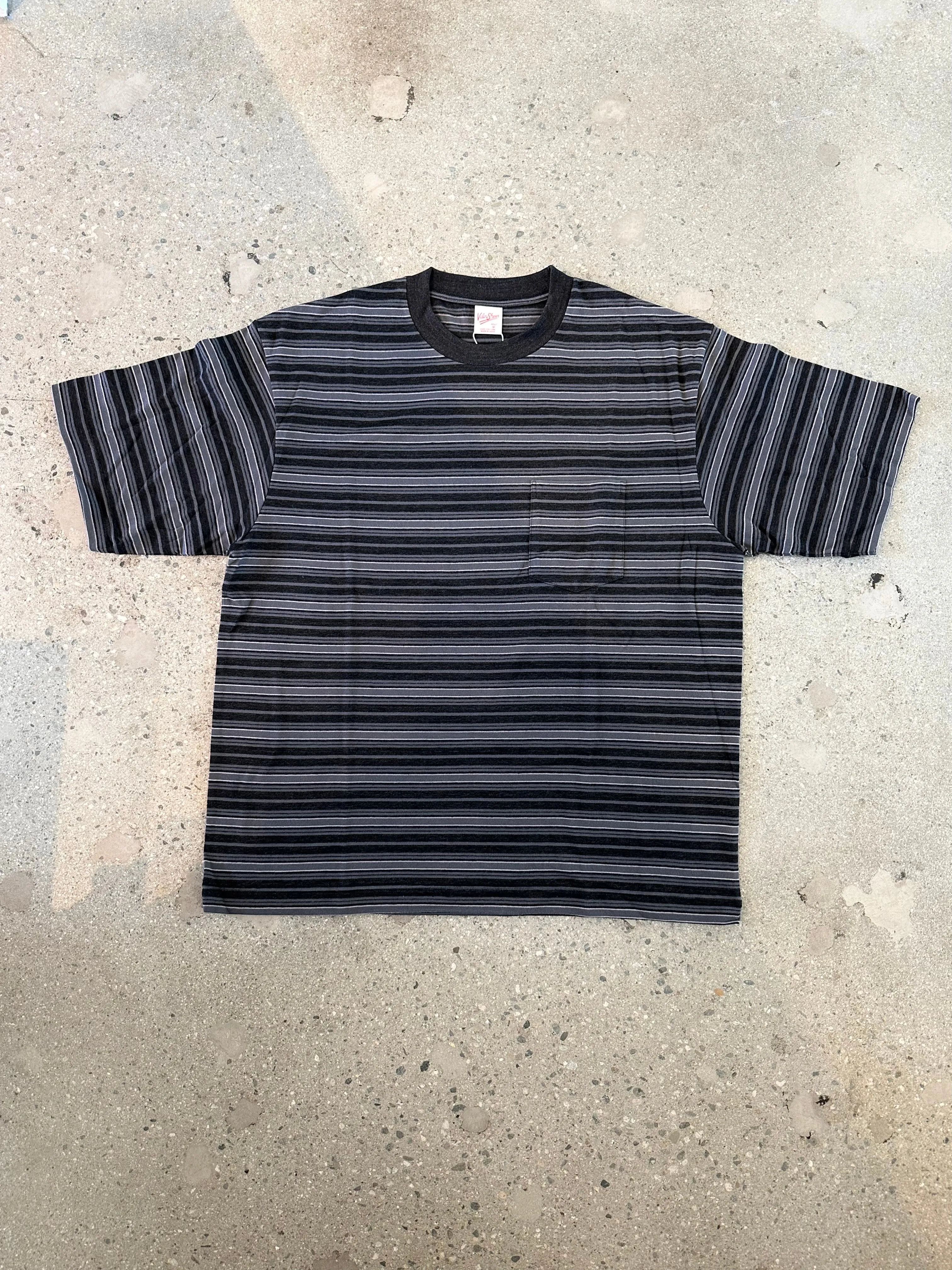 Velva Sheen Smolder Black and Grey Stripe T Shirt