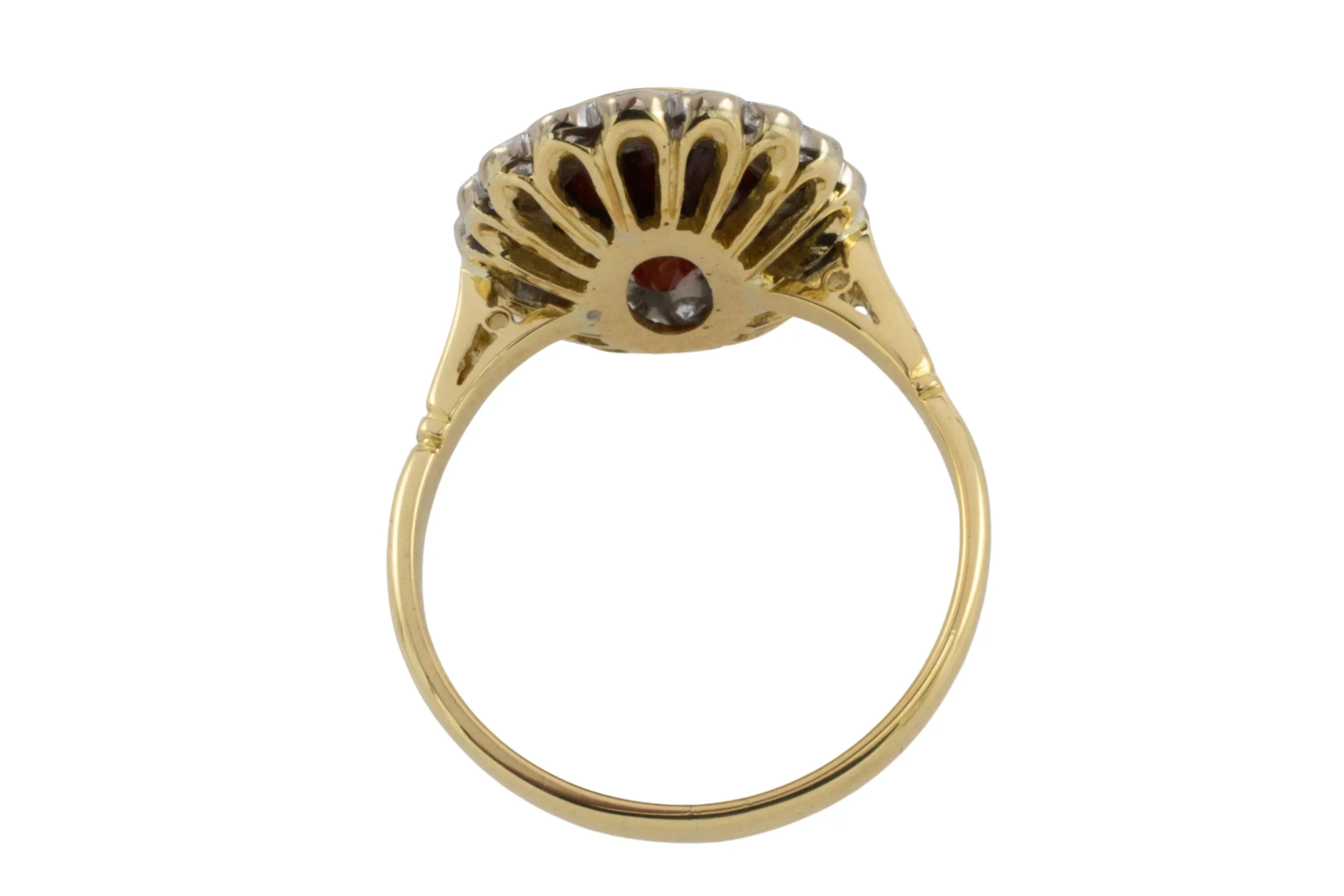 Vintage 18 carat garnet and diamond ring