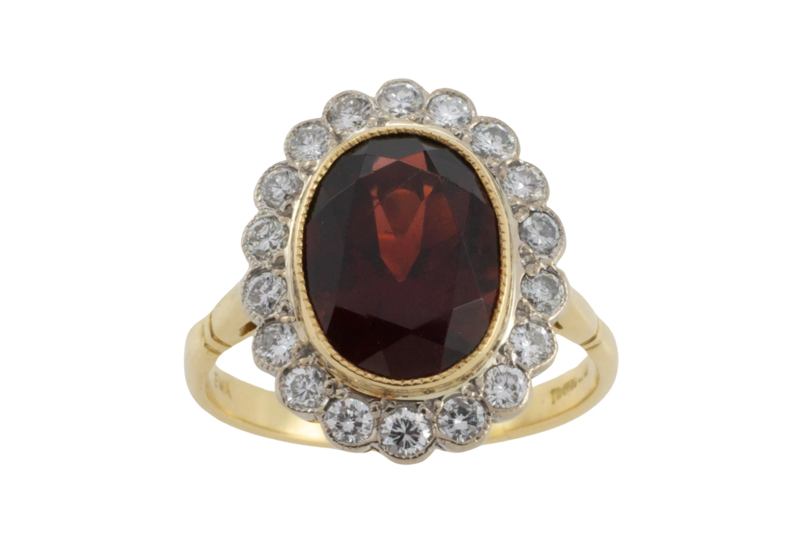 Vintage 18 carat garnet and diamond ring