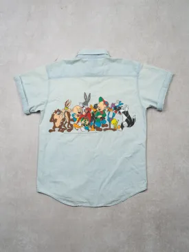 Vintage '91 Looney Tunes Denim Short Sleeve Button Up (M)