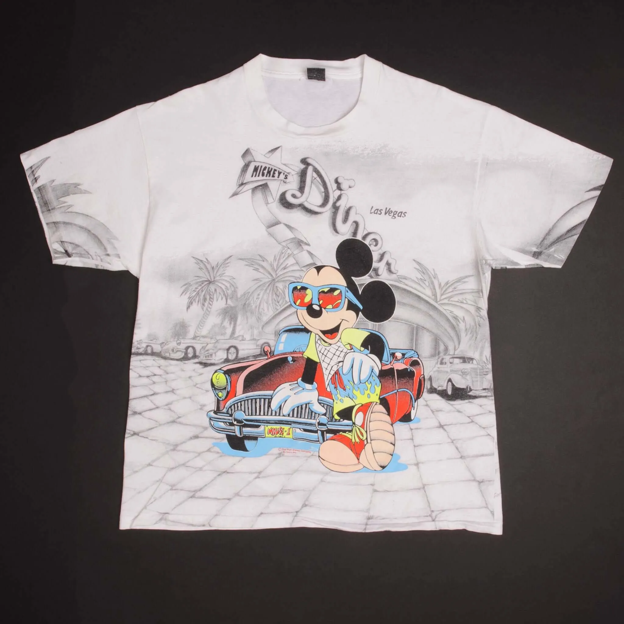 VINTAGE ALL OVER PRINT DISNEY MICKEY MOUSE TEE SHIRT LARGE MADE USA 1990s