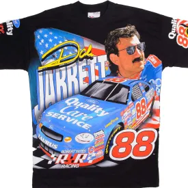 VINTAGE ALL OVER PRINT NASCAR DALE JARRETT 83 FORD RACING 1998 TEE SHIRT SIZE XL MADE IN USA