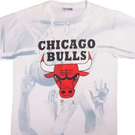 VINTAGE ALL OVER PRINT NBA CHICAGO BULLS TEE SHIRT 1990s SIZE LARGE MADE IN USA