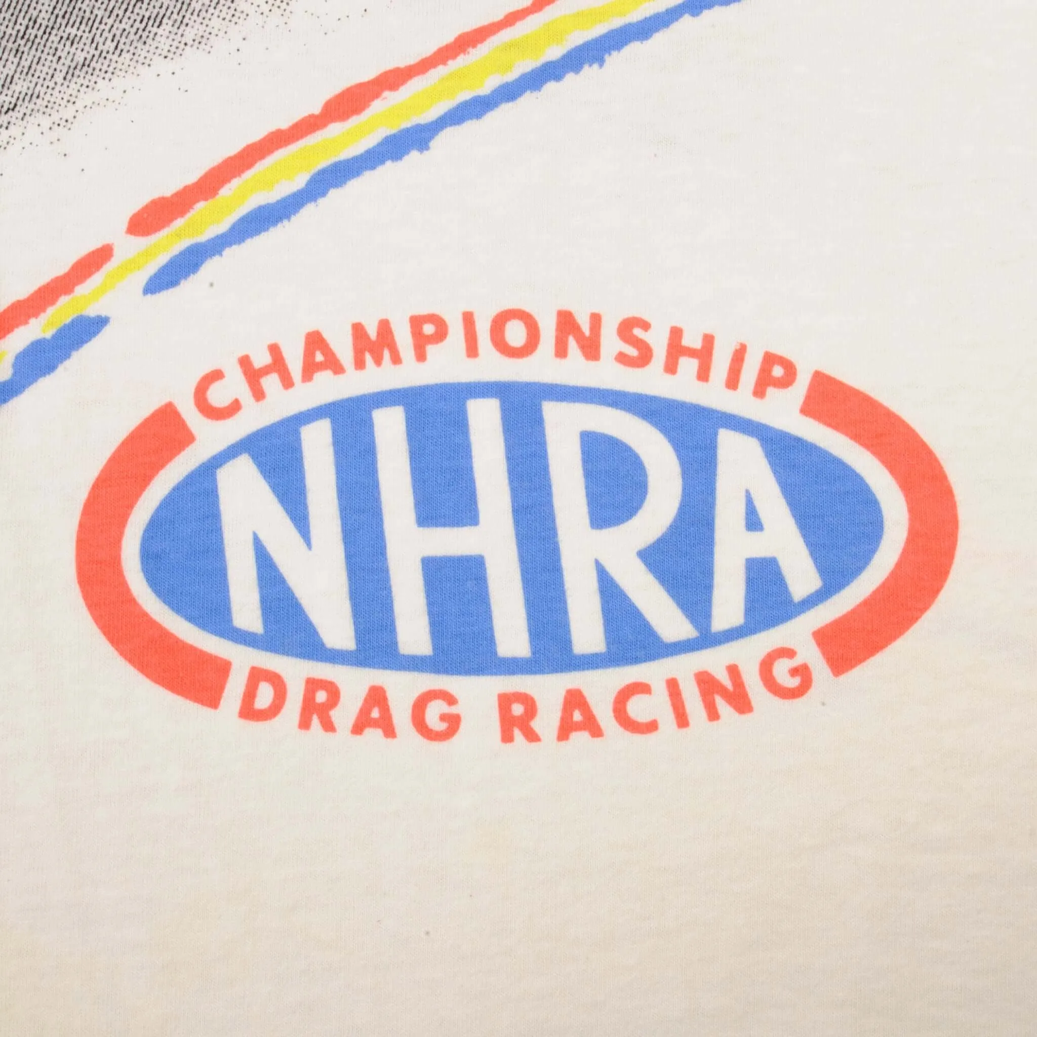 VINTAGE ALL OVER PRINT RACING NHRA DRAG RACING 1990S TEE SHIRT MEDIUM MADE USA