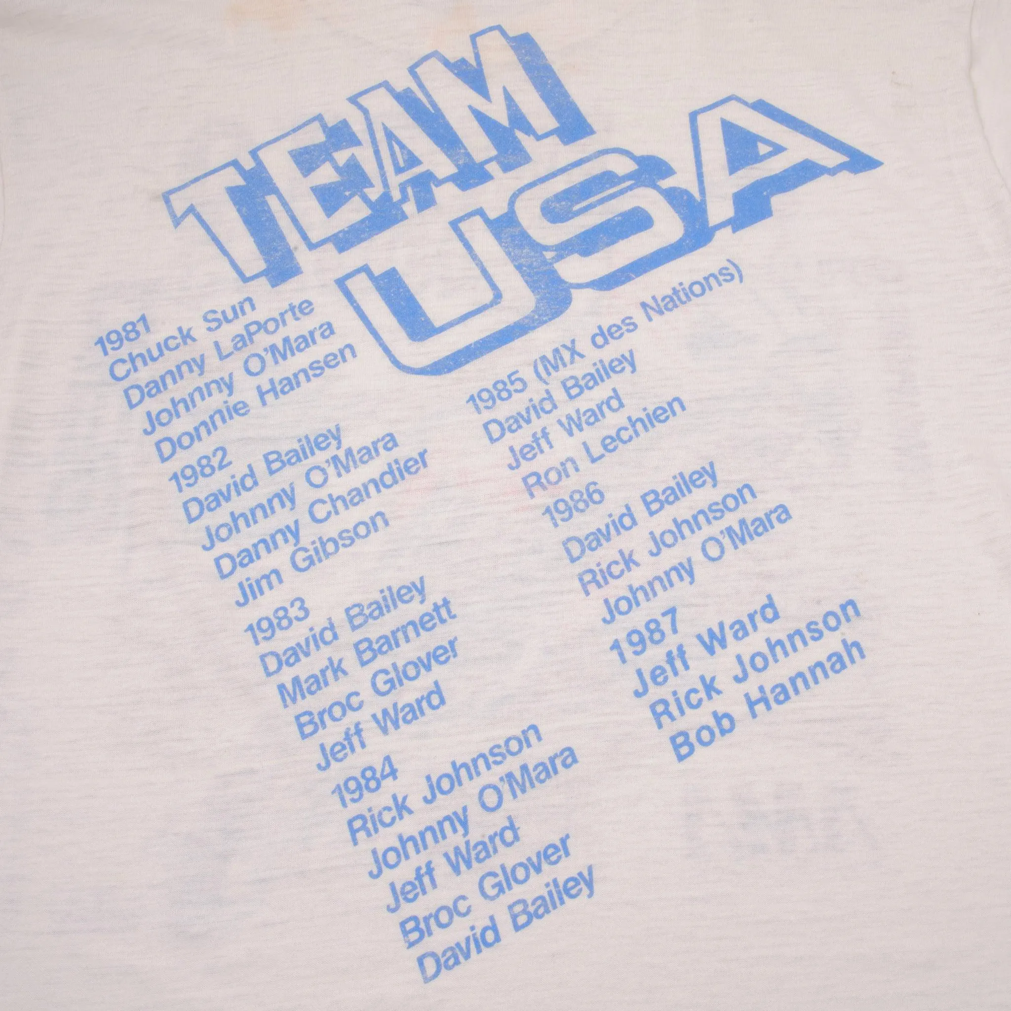 VINTAGE AMA MOTOCROSS TEAM USA NATIONS TOUR FRANCE 1987 TEE SHIRT MEDIUM