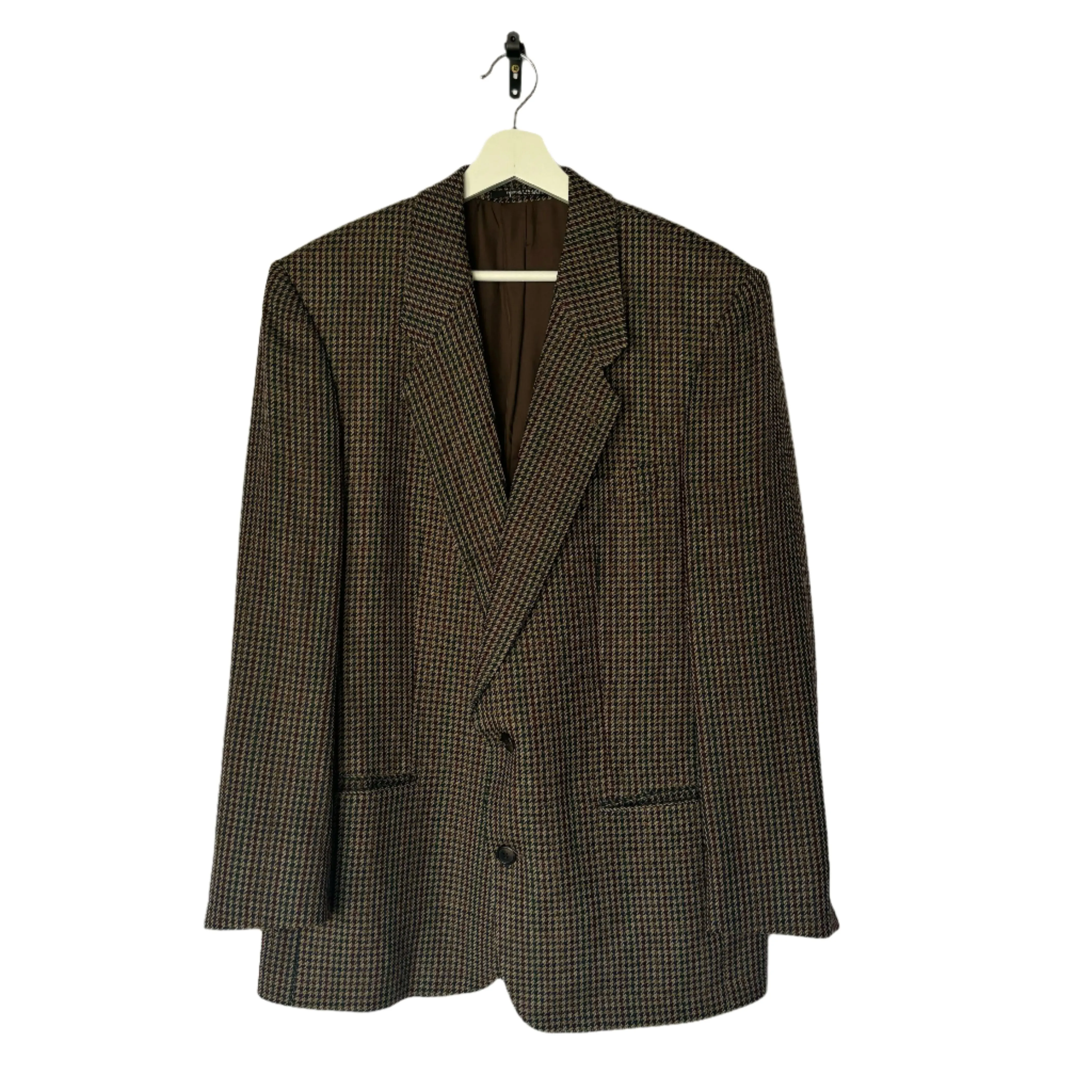 Vintage Brown Houndstooth/Plaid Suit Jacket