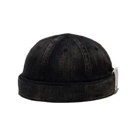 VINTAGE DENIM ROLL CAP - Black