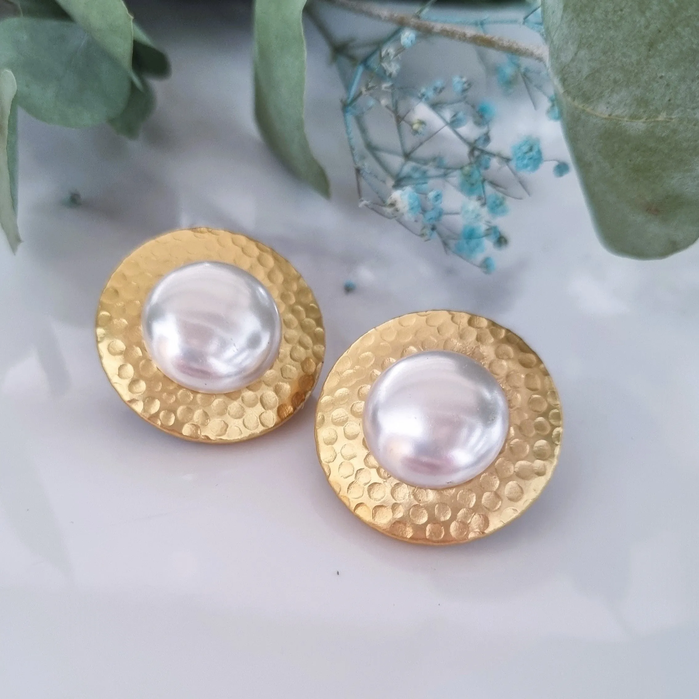 Vintage earrings - Gold/white