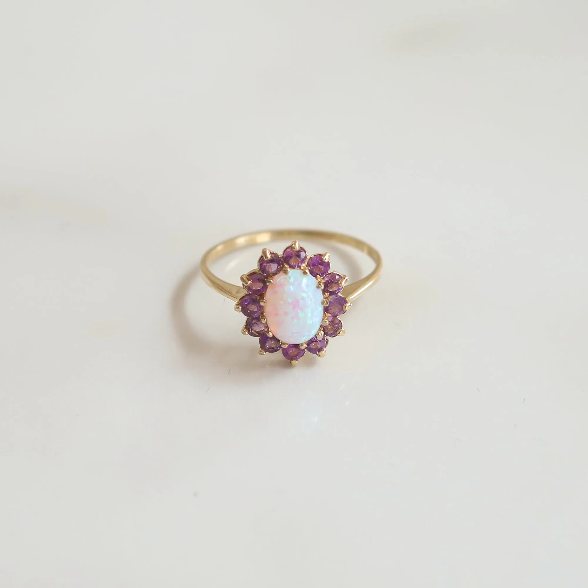 Vintage Evelyn Opal & Amethyst Ring | Size N | Solid 9ct Gold