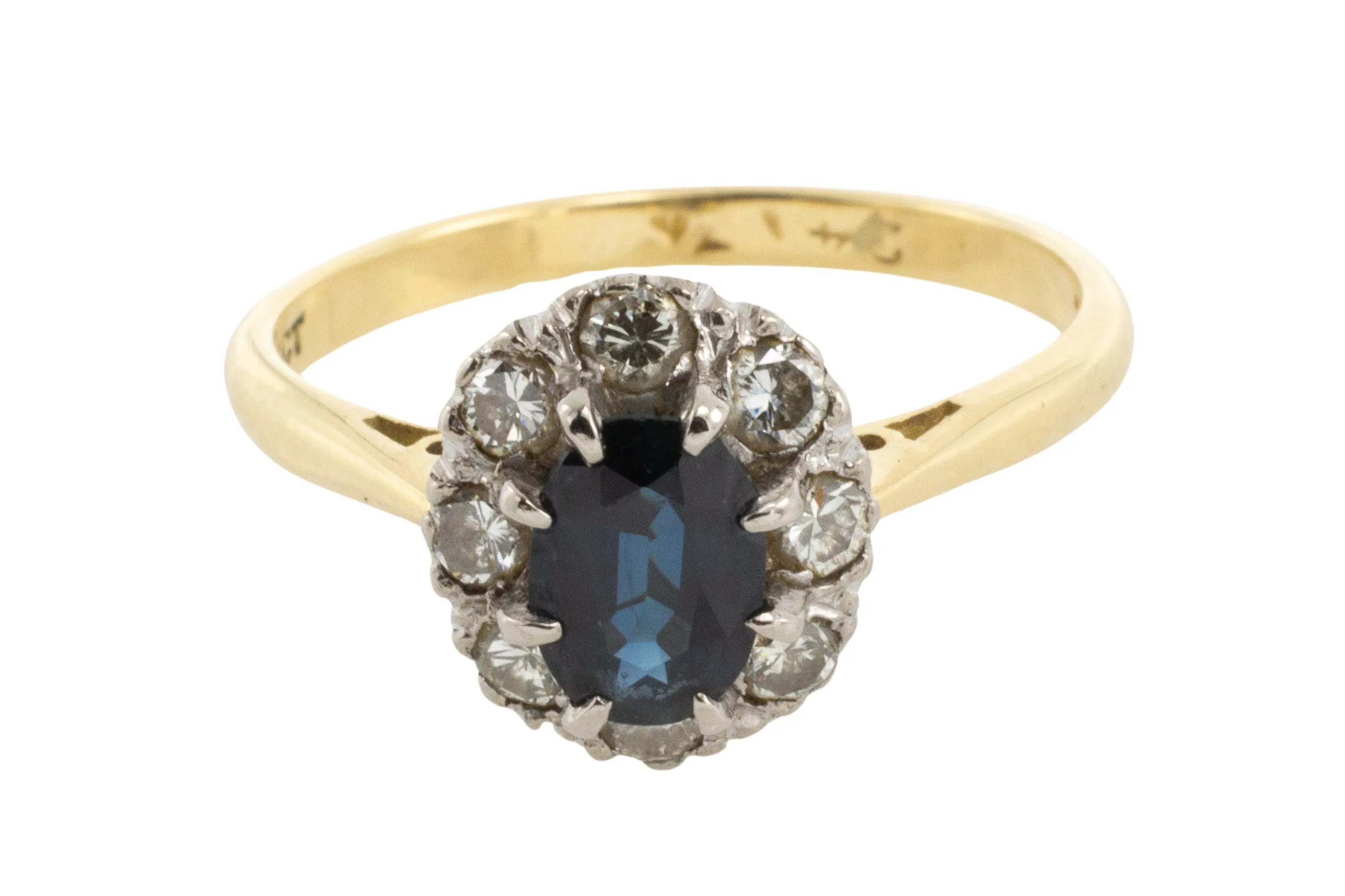 Vintage sapphire and diamond ring in 18 carat gold