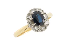 Vintage sapphire and diamond ring in 18 carat gold