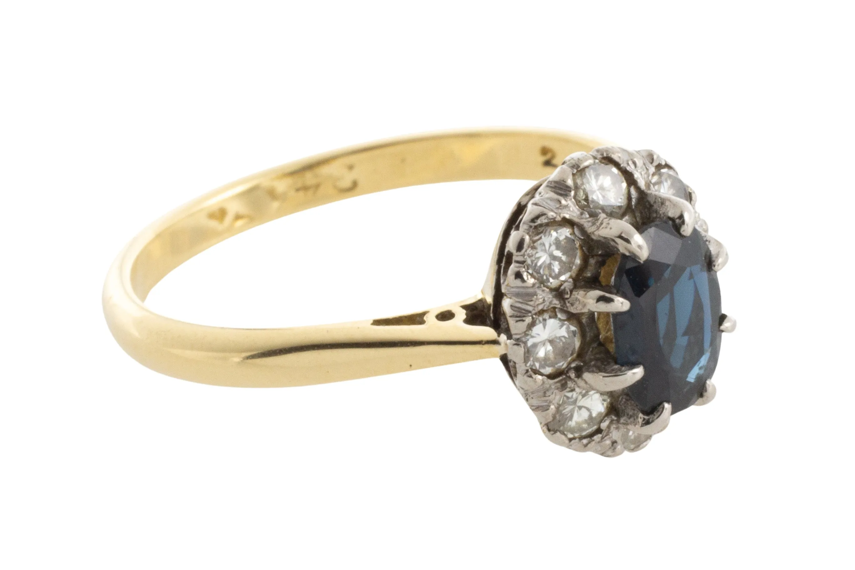 Vintage sapphire and diamond ring in 18 carat gold